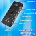 Switch Kvm Vga 4 Puertos Usb Para 4 Pc Resolución 1920x1440