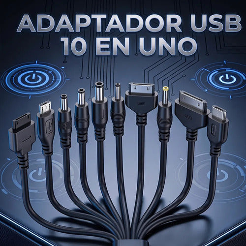 Cable De Carga Usb 10 En 1 Portátil Y Compatible Con Varios