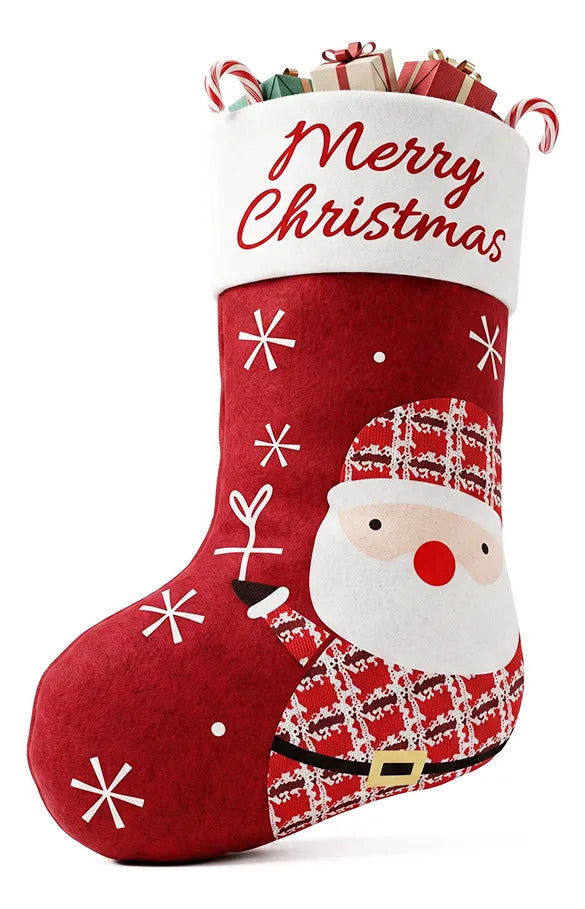 Calcetín De Navidad Con Diseño De Muñeco De Nieve 38 Cm