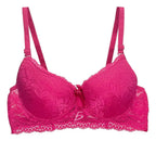 Brasier con encaje bordado push up fucsia M