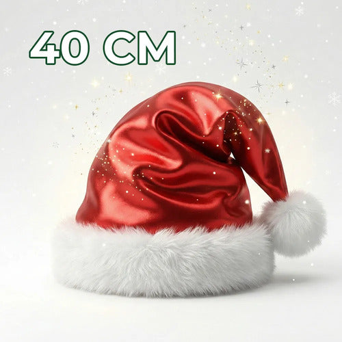 Gorro Navideño Santa Claus De 40 Cm Con Acabado Satinado