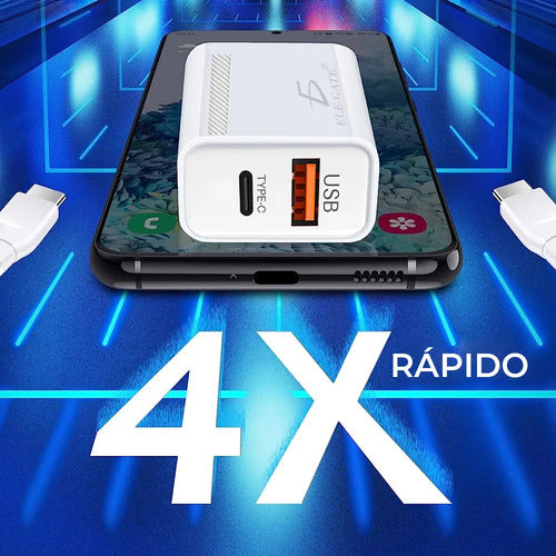 Cargador De Pared Usb 2 En 1 Para Tipo C Y Usb De Alta