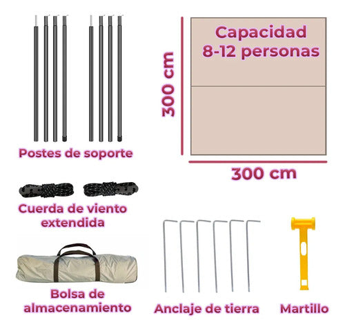 Carpa Plegable De 3x3 Metros Con Tela Repelente Al Agua