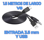 Cable micro USB V8 a USB y jack 3.5 mm de 1.5 m