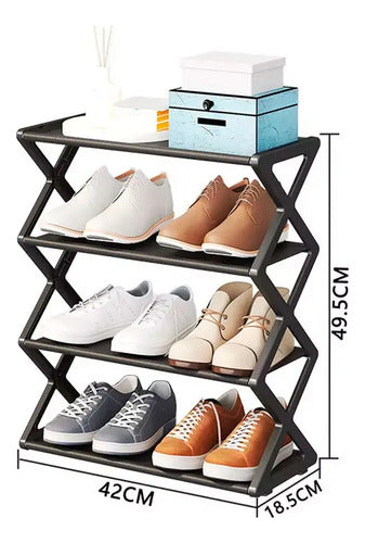 Zapatera Organizador Rack Zapatos 4 Niveles Negro