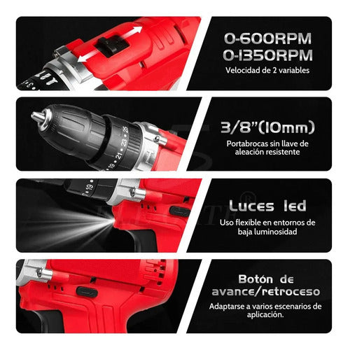 Kit De Pistola De Impacto Inalámbrica Con Llave De Batería