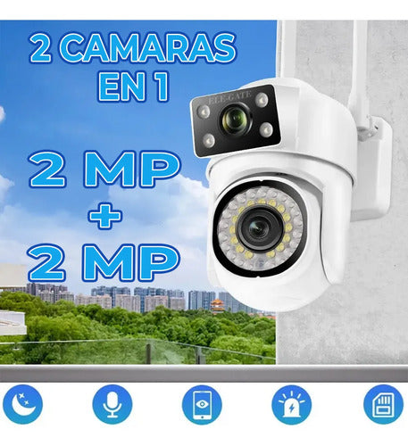 Cámara De Seguridad Exterior Wifi 4mp 360 Ptz