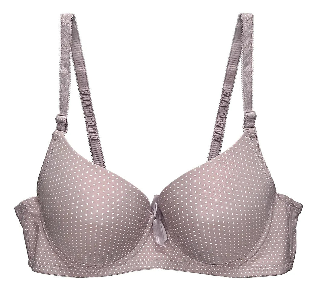 Brasier con diseño de lunares con efecto push up beige M