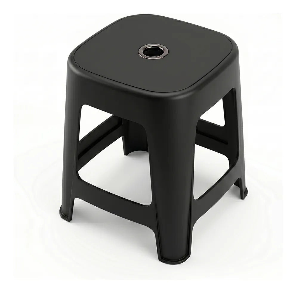 Banco De Plástico Negro Resistente 37 Cm Banco Auxiliar