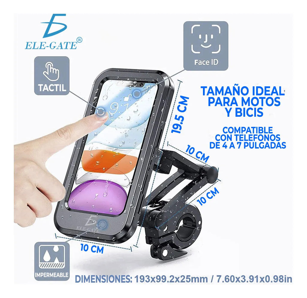 Soporte Para Teléfono Impermeable De Bicicleta Motocicleta Negro