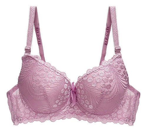 Brasier Con Encaje De Copa Completa Rosa M