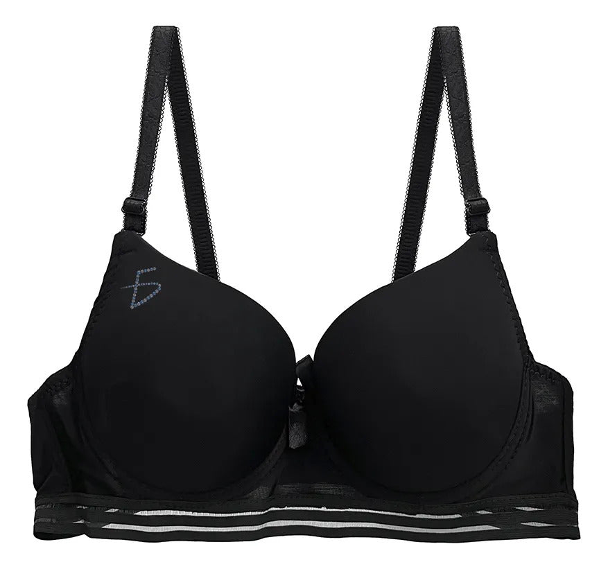 Brasier con encaje de copa completa negro M