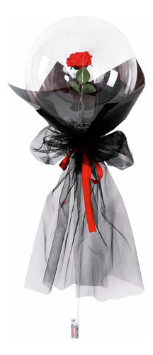 Rose Bouquet Con Luz Led Luminoso Navidad Decora Regalo Negro