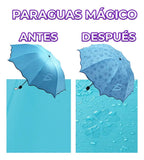 Paraguas Magico Sombrilla Que Cambia Color Con La Lluvia Rosa