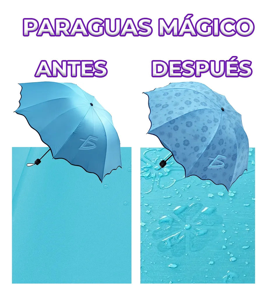 Paraguas Magico Sombrilla Que Cambia Color Con La Lluvia Rosa