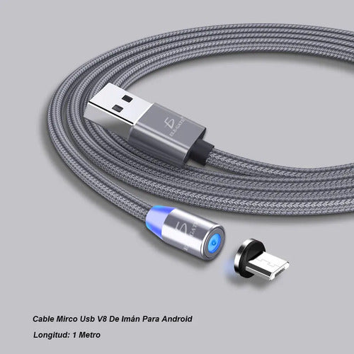 Cable Imán V8 Micro Usb Para Celular Android Carga Rápida