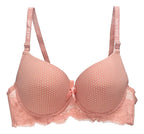 Brasier con diseño de puntos con espalda de encaje coral claro M