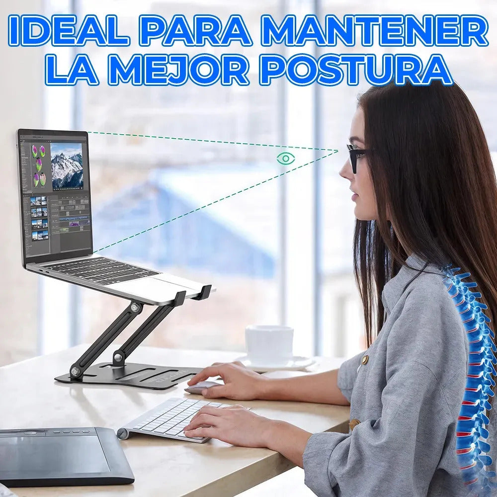 Soporte Universal Ajustable Que Mejora Postura Laptop De 10 A 15.6 Pulgadas Color Gris Ele-gate