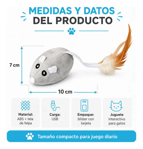 Ratón Interactivo Recargable Usb Para Gatos Con Movimiento