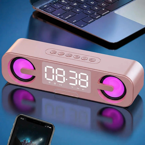 Reloj Despertador C Alarma Radio Bocina Con Luz Bluetooth
