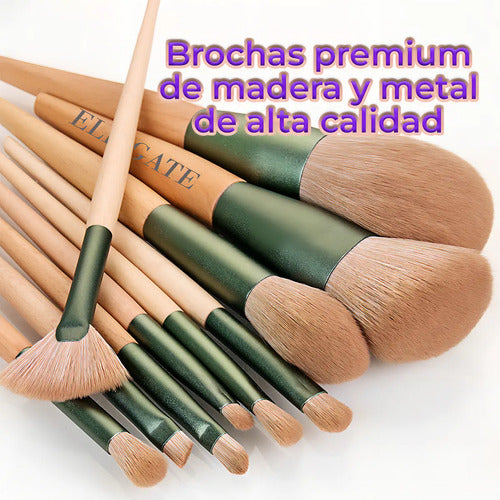Set 10 Piezas Brochas Maquillaje Suave Acabado Profesional Color Verde