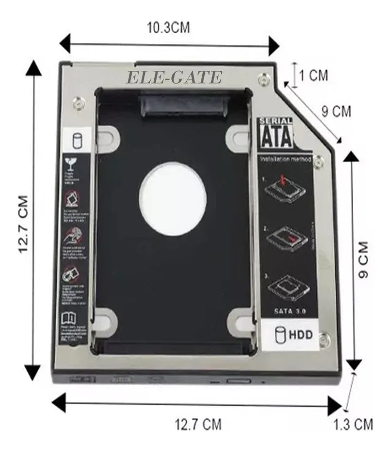 Adaptador Caddy Disco Duro Sata 2.5 Laptop 12.7mm