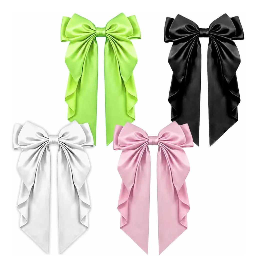 Moño Gigante 40 Cm Con Clip En 4 Colores Vibrantes Verde