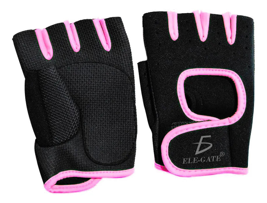 Guantes de fitness con palma acolchada rosa M