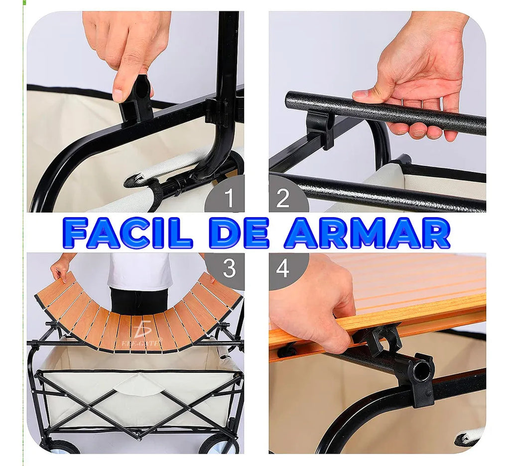 Mesa Enrollable Para Carrito Plegable 90 X 55 Cm Con