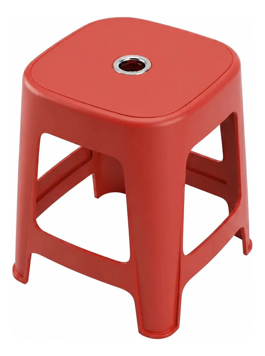 Banco De Plástico Rojo Resistente 37 Cm Banco Auxiliar