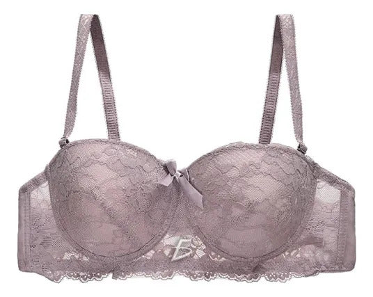 Brasier con aro con encaje y diseño floreado beige M