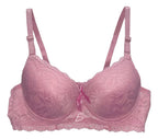 Brasier con encaje bordado push up rosa M