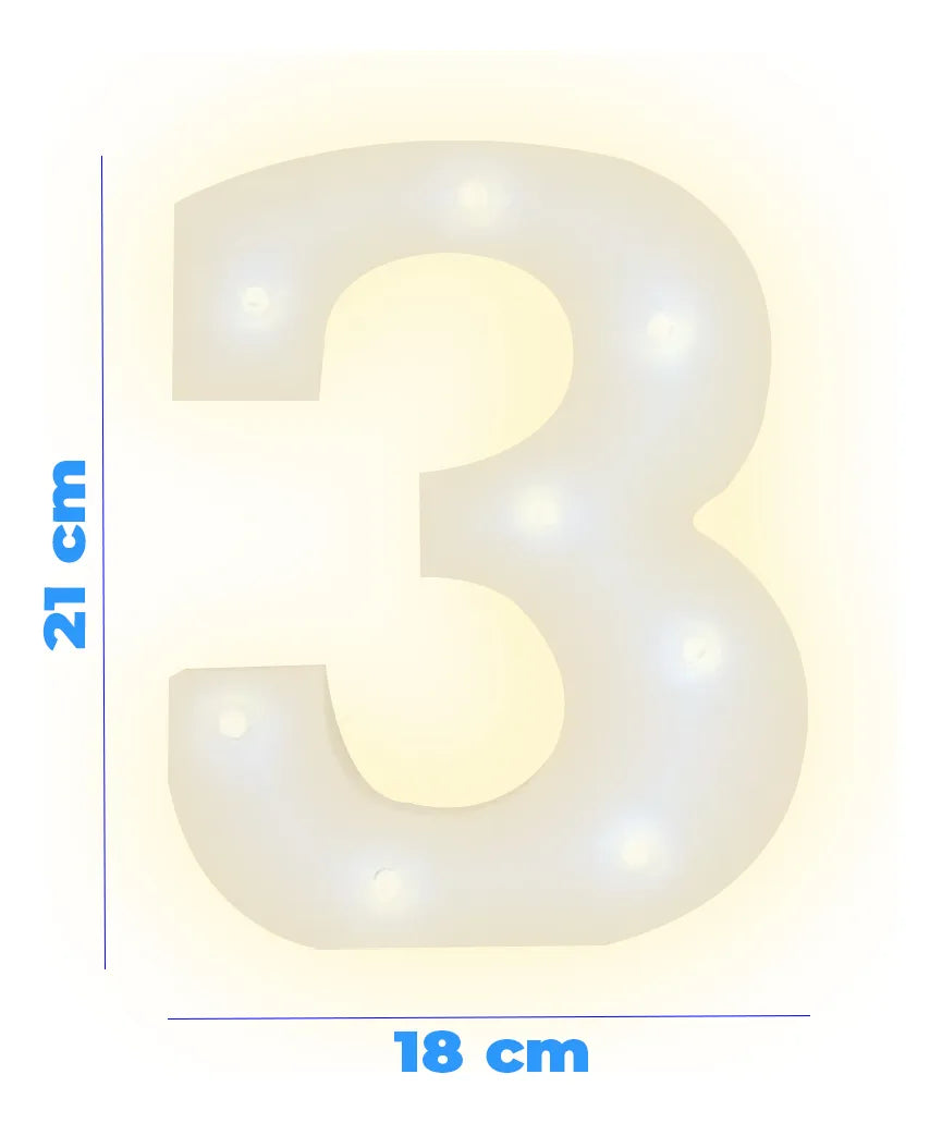 Numero 3 de luz LED luz cálida