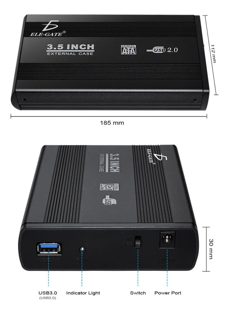Gabinete Case Disco Duro Sata 3.5 Usb Externo 2.0 Negro