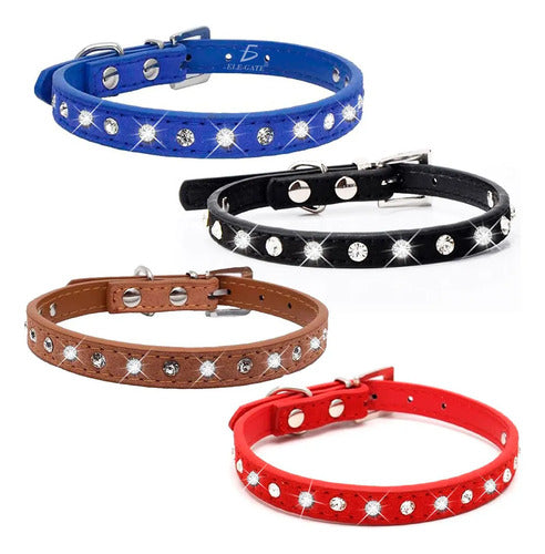 Collar Ajustable Con Diamantes De Imitación Para Mascotas Azul