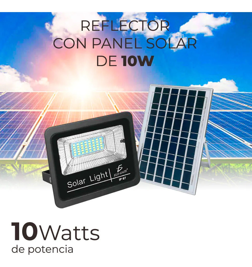 Reflector Led 10w C Panel Solar-control Luz Blanca Exterior