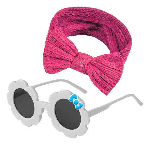 Set De Diadema Con Moño Y Lentes Fashion En 4 Radiantes Verde