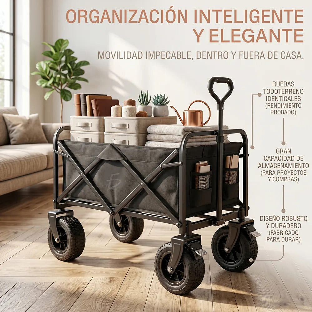 Carrito plegable todoterreno negro 96 cm para mandados