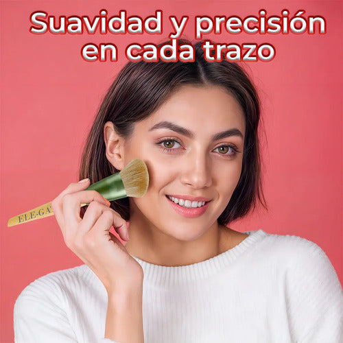 Set 10 Piezas Brochas Maquillaje Suave Acabado Profesional Color Verde