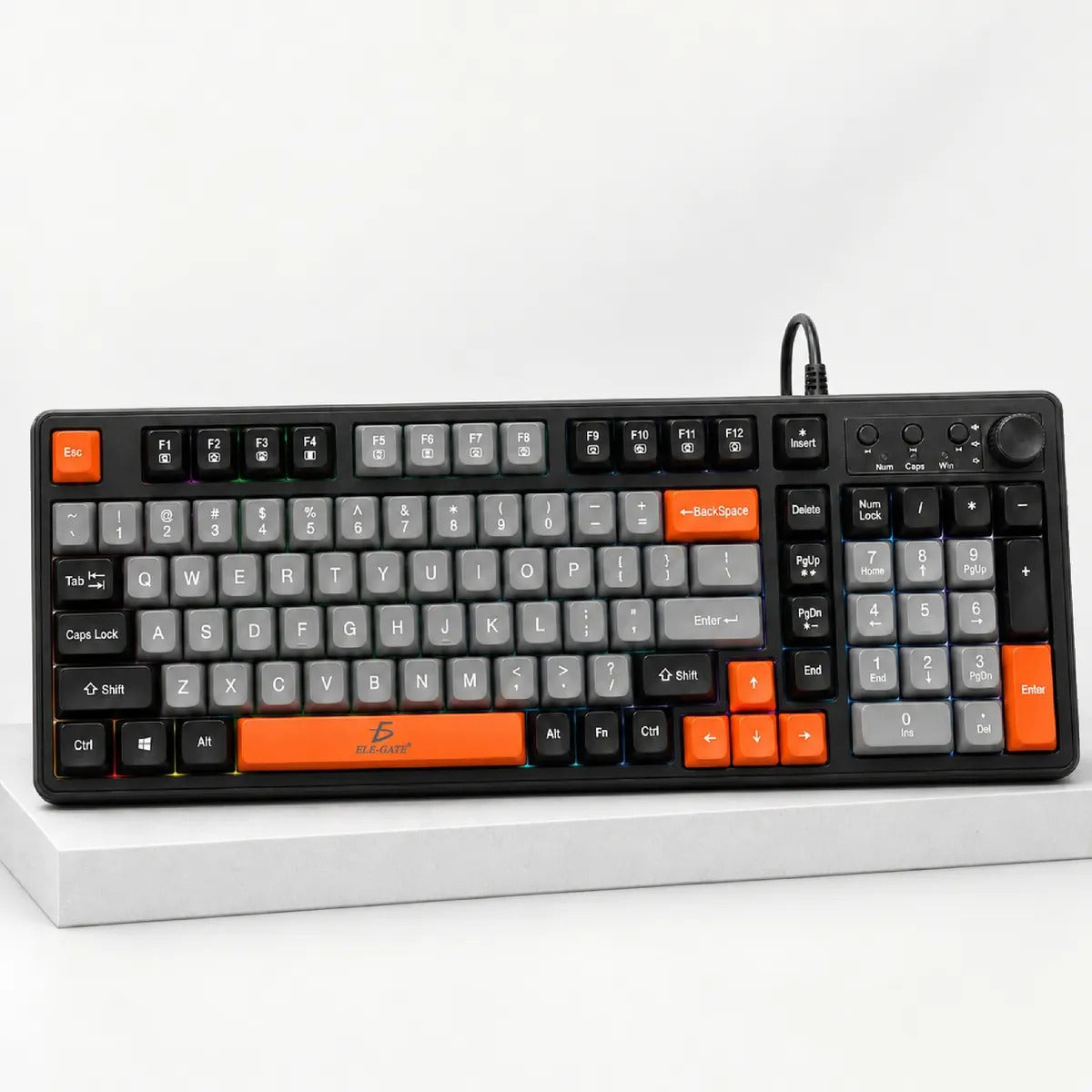 Teclado Gamer Usb Con Perilla Multimedia Y Luz Arcoíris