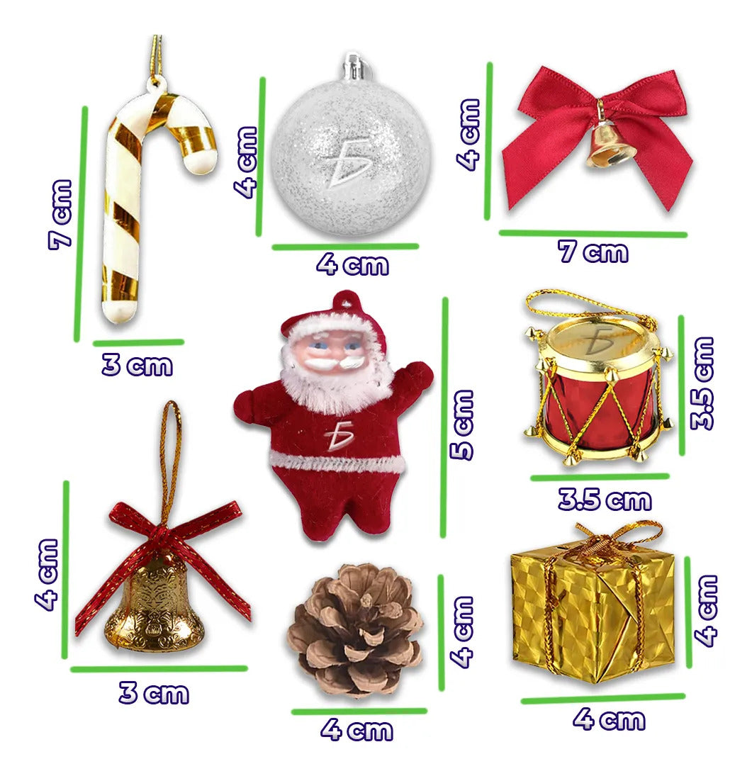 Set De Adornos Navideños Incluye Mini Santa Claus Y 7
