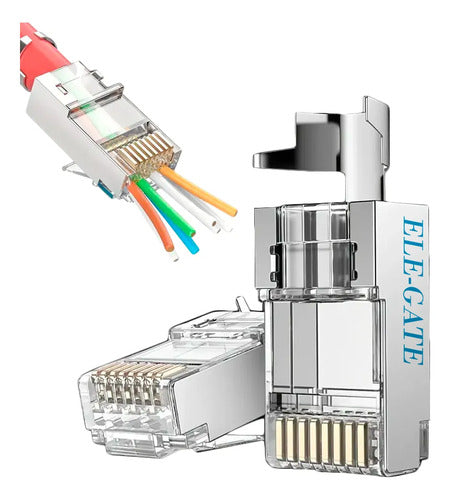 Conectores Rj45 Cat7 Pass Through Blindados 100 Piezas