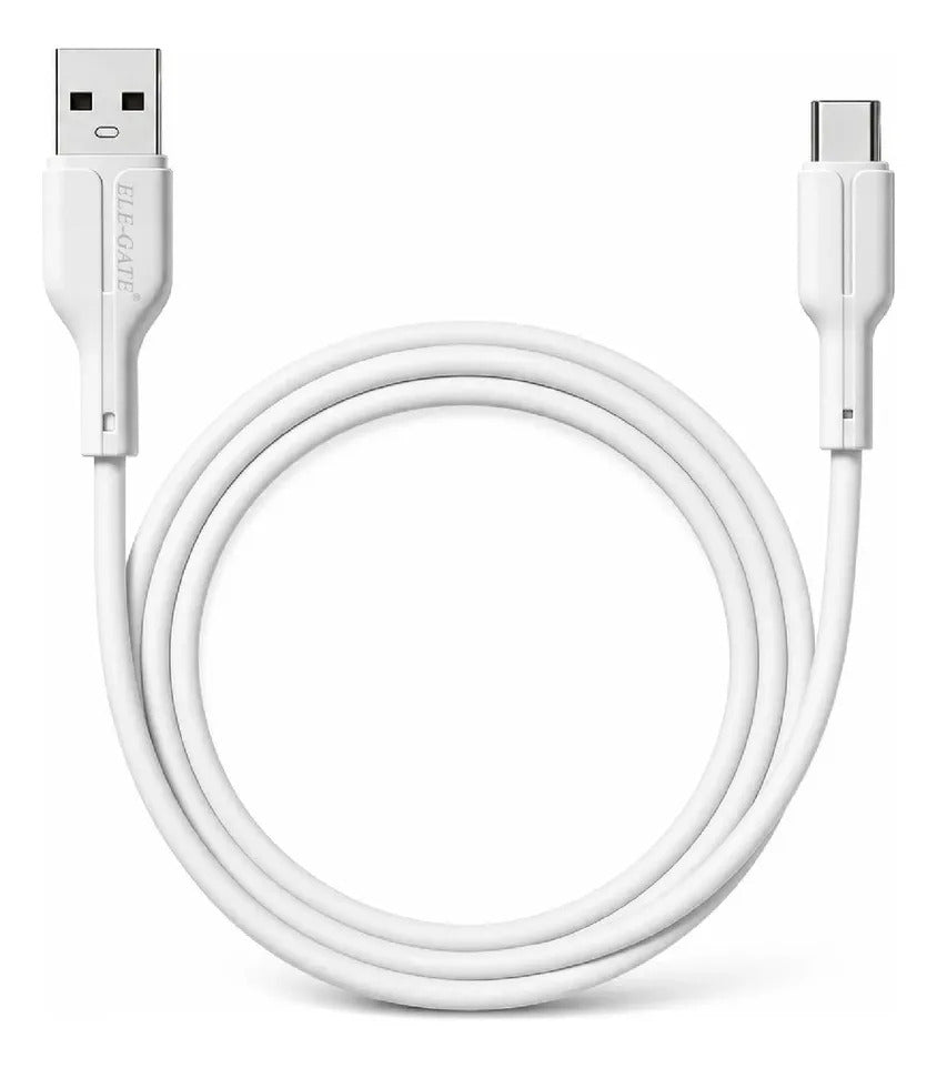 Cable Usb-a A Usb-c 2a De 1 Metro Silicona Flexible Y Blanco