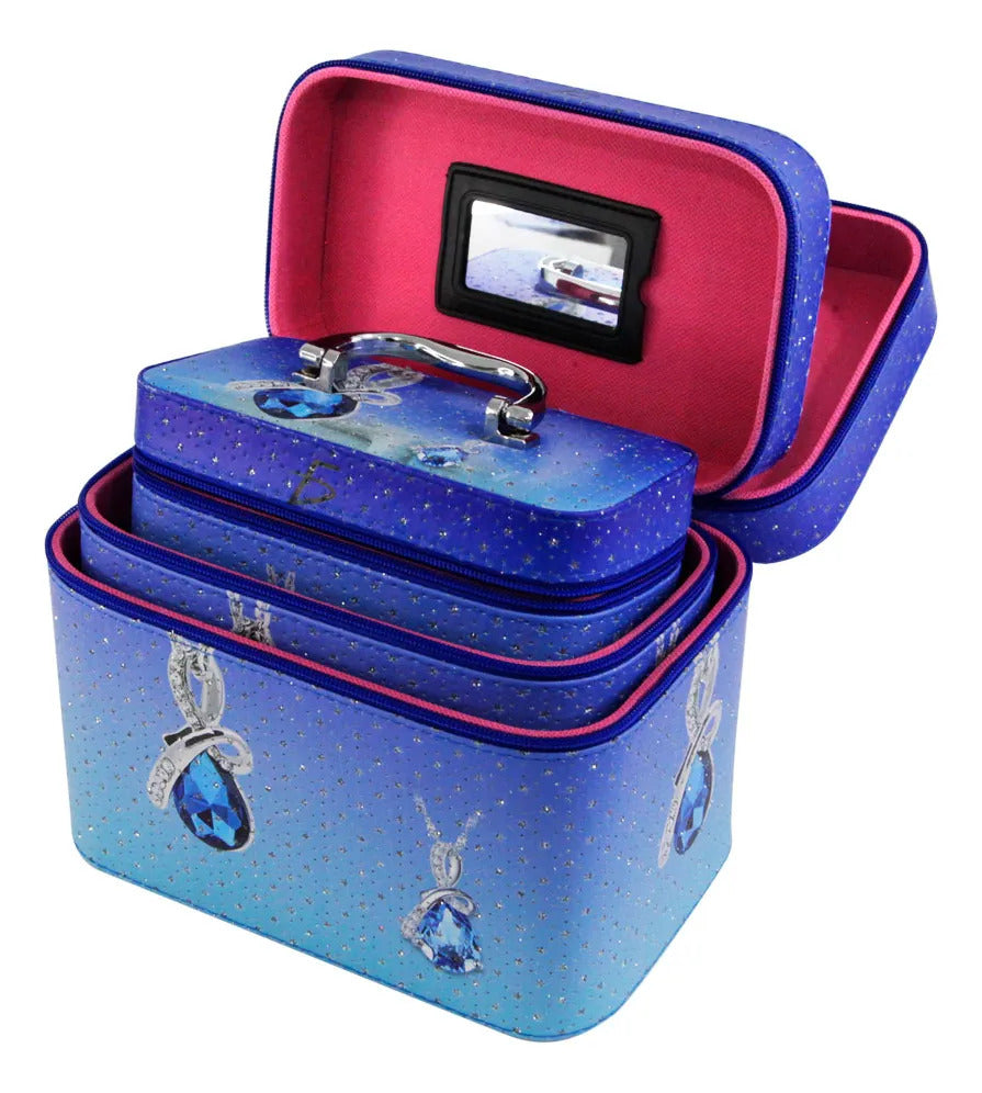 Cosmetiquera neceser estampado kit de 3 pzas