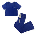Conjunto Monocromático Con Pantalón Ancho Y Playera Azul M