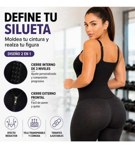 Faja Moldeadora De Cintura Con Cremallera Y Ajuste 3 Niveles Negro Xxl