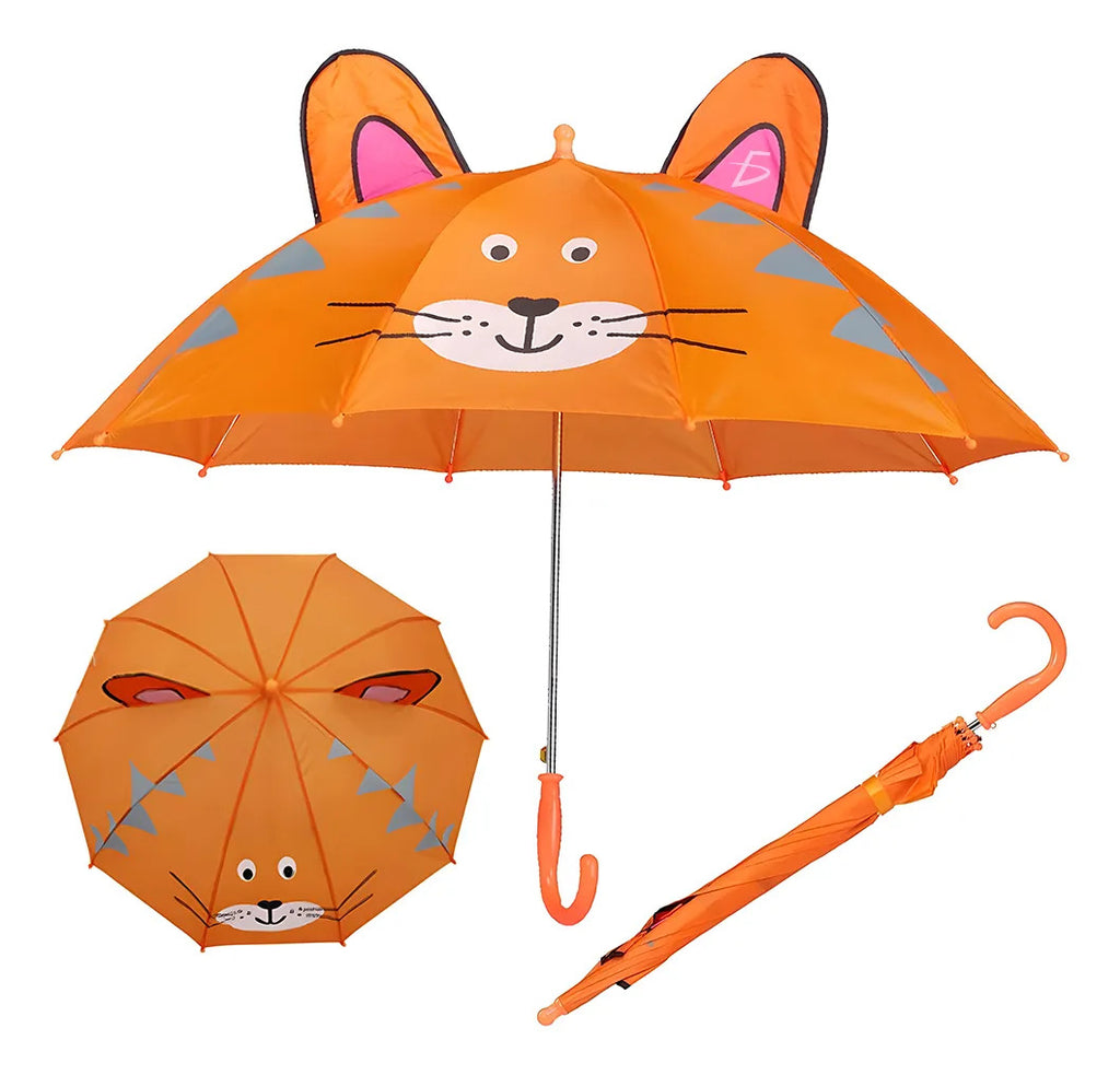 Paraguas Kawaii Con Figura De Tigre Con Orejas Desplegables