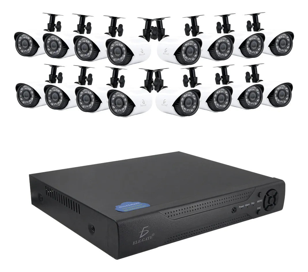 Kit de videovigilancia con 16 cámaras cctv y dvr