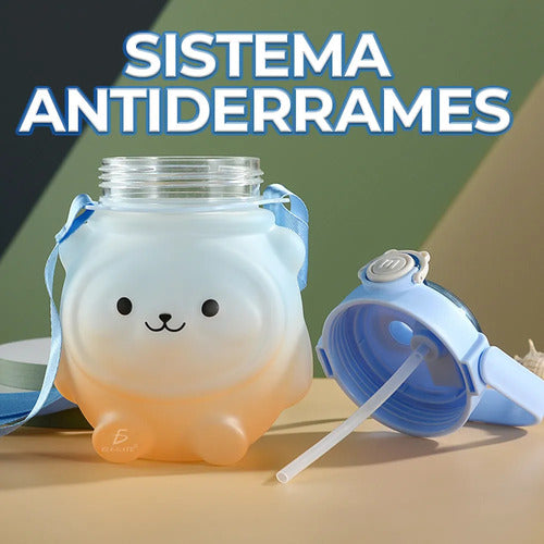 Cantimplora De Agua De 600 Ml Con Diseño De Oso Kawaii