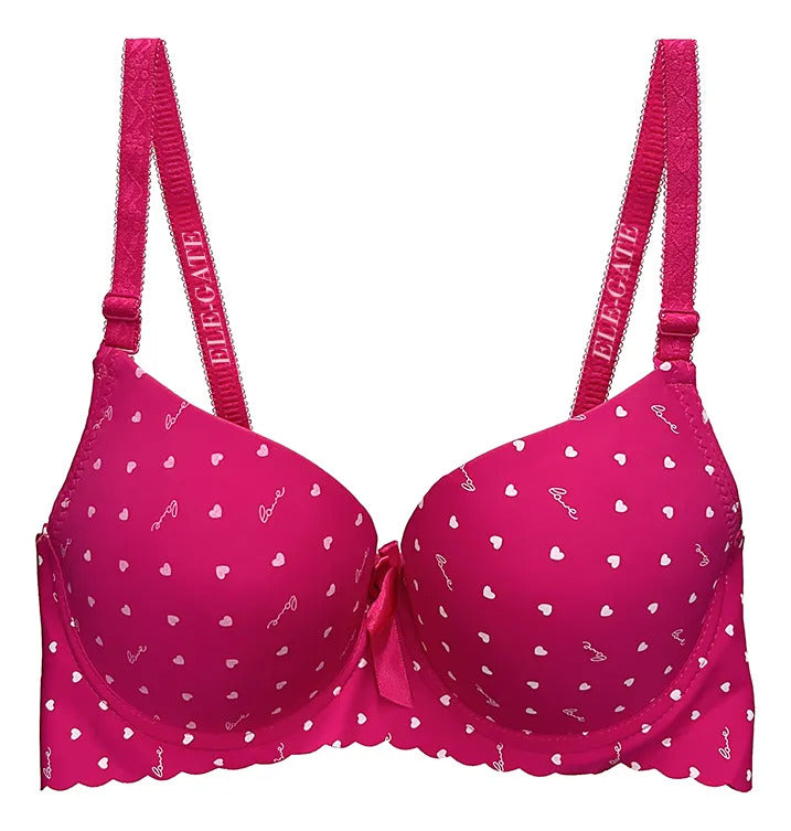 Brasier con diseño de corazones con efecto push up fucsia M